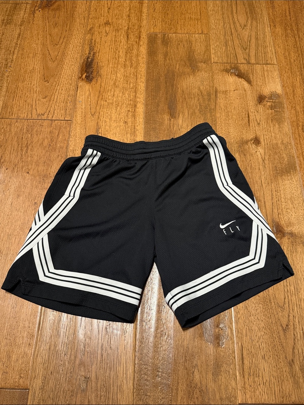 Nike Girls Fly Black Basketball Shorts with White Trim
